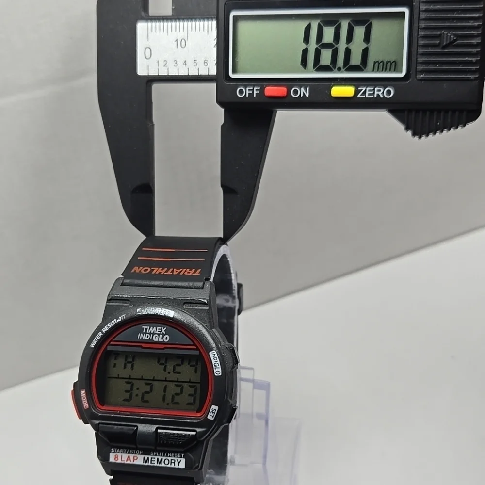 Vintage Timex 8 Lap Ironman Triathlon Digital 36mm Watch Indiglo Red New Battery